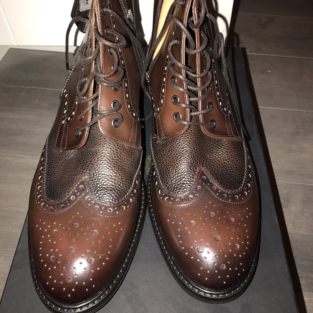 MASSIMO DUTTI LEATHER BROGUE BOOTS SIZE 45/12